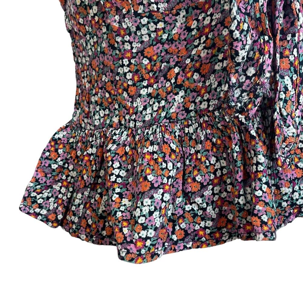 Patrons Of Peace Floral Ruffled Strappy Crop Top Smocked Size Large - Picture 6 of 10